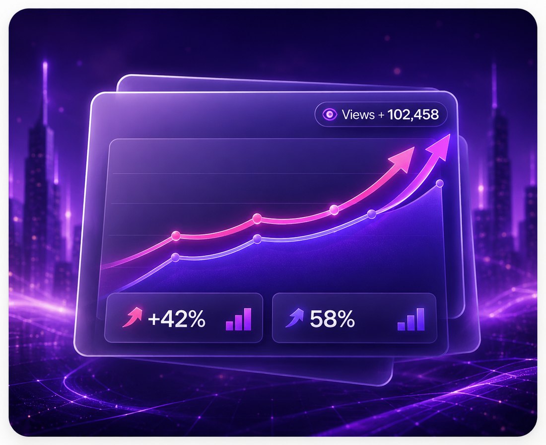 Views climbing 42% and 58% on a Turbosurge analytics card